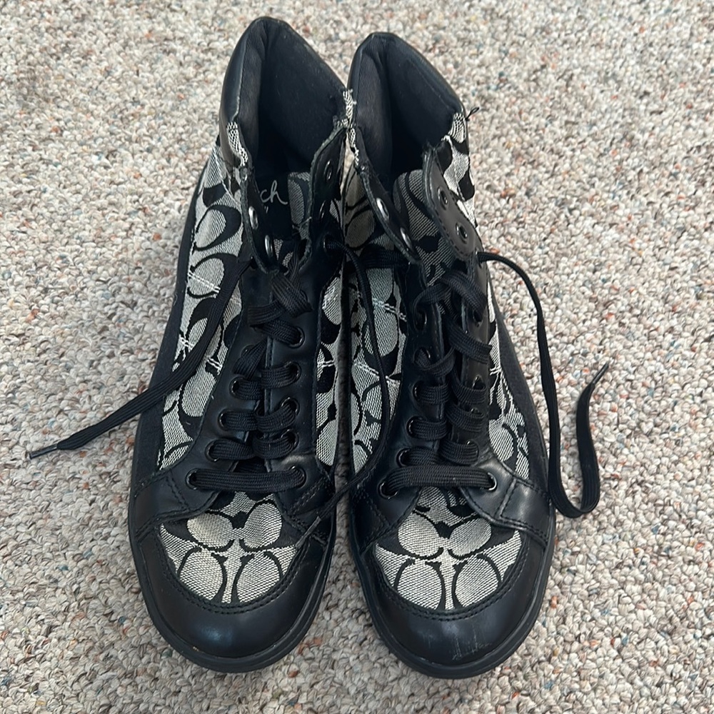 coach vintage black and grey high tops